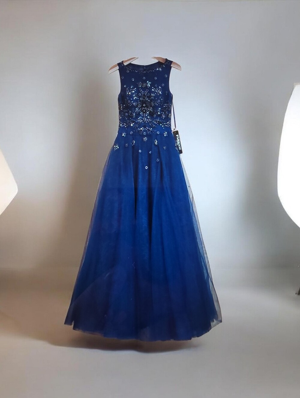 Park108 NWT Navy Blue Sleeveless Embellished Maxi Gown Dress Size 4 #32015